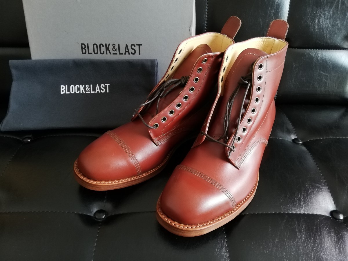 未使用 BLOCK & LAST ミリタリーブーツ 英国製 Sanders製 GB 8 茶 made in england サンダース