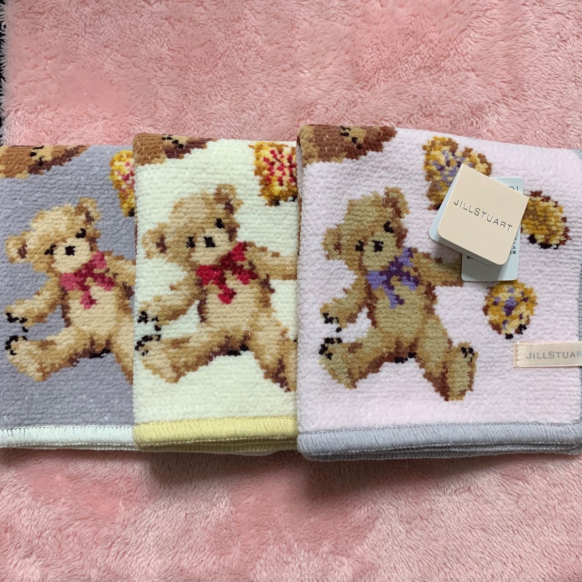 ジルスチュアート シェニール織りタオルハンカチ×3色セット ジルスチュアート シェニール織りタオルハンカチ×3色セット