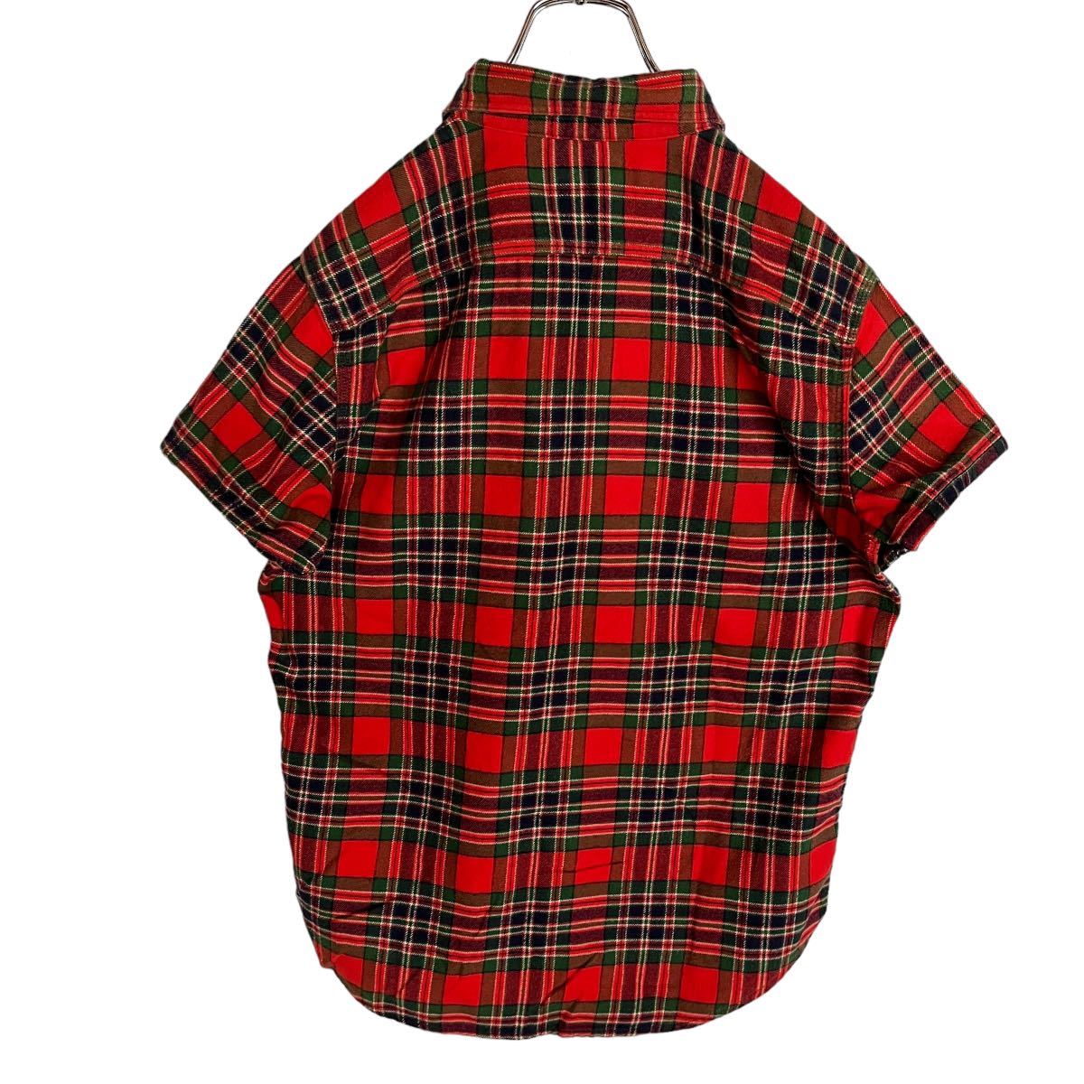 LEVI'S リーバイス　半袖シャツ　チェックシャツ　ネルシャツ　赤系　Mサイズ　【AY1042】_画像7