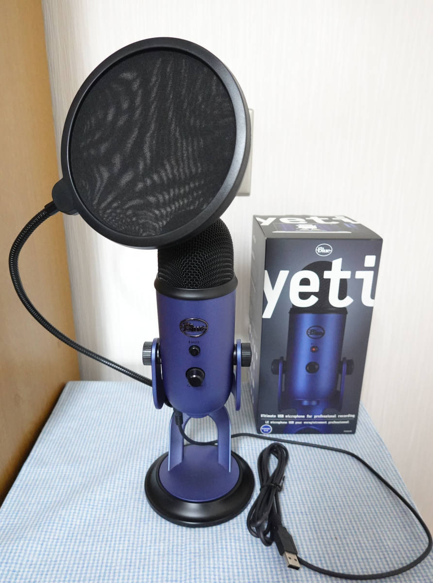 モール福祉 美品★Blue Yeti Microphonesコンデンサーマイク+ポップガード★　/送料無料です♪