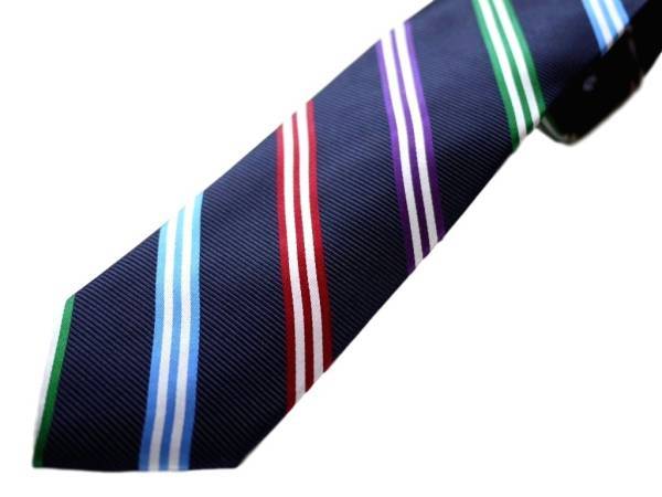 未使用【送料無料】ブルックスブラザーズ ネイビー地 #1 マルチストライプ シルク レジメンタル ネクタイ Navy Multi-Stripe Silk Tie 346