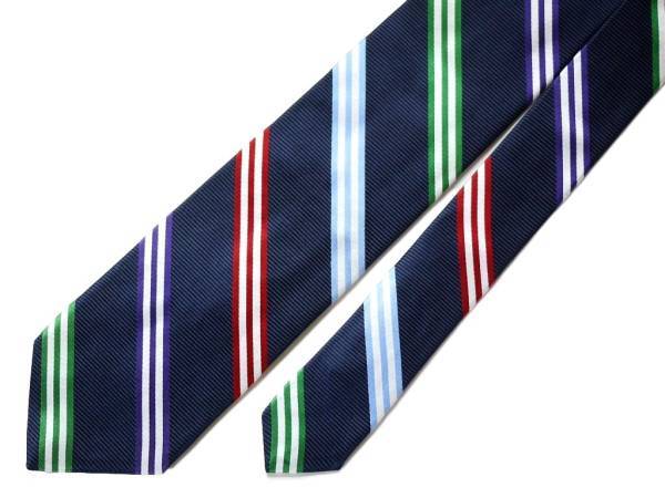 未使用【送料無料】ブルックスブラザーズ 346 ネイビー織地 #1 マルチカラー ストライプ シルク ネクタイ Navy Multi-Stripe Silk Tie