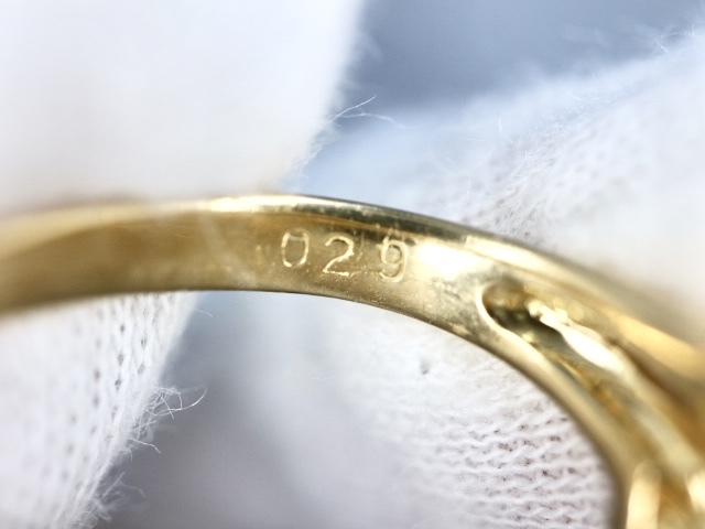 < Nina Ricci > K18 кольцо с бриллиантом 0.29ct #10 ( лента узор )[BGT4830]