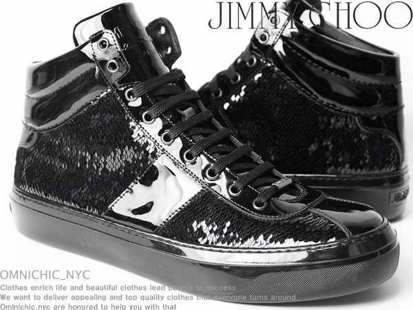 ■新品正規18万【JIMMY CHOO】ジミーチュウ/BELGRAVIA/美しい光沢纏う最高級スパンコールエナメルスニーカー43/28㎝/メンズシューズ/C173の画像1