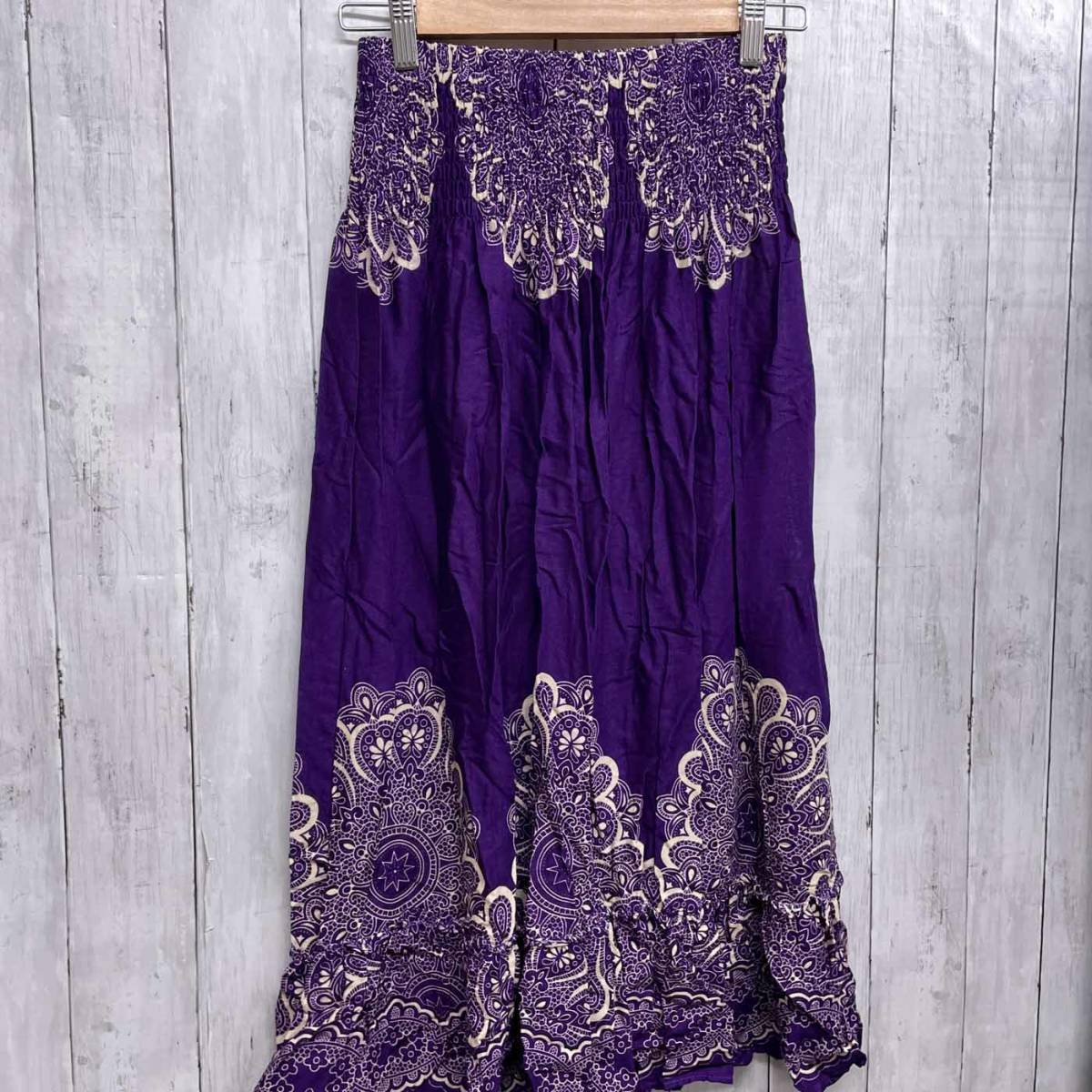  maxi юбка женский свободный размер этнический рисунок искусственный шелк b-706