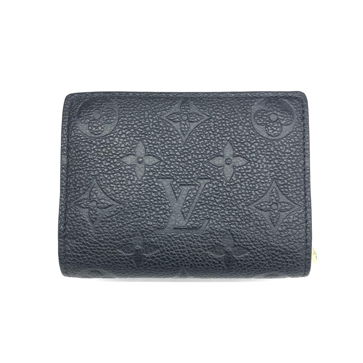 良好◇LOUIS VUITTON ルイヴィトン ポルトフォイユクレア 二つ折り財布◇M80151 ブラック モノグラムアンプラント ウォレット サイフ 