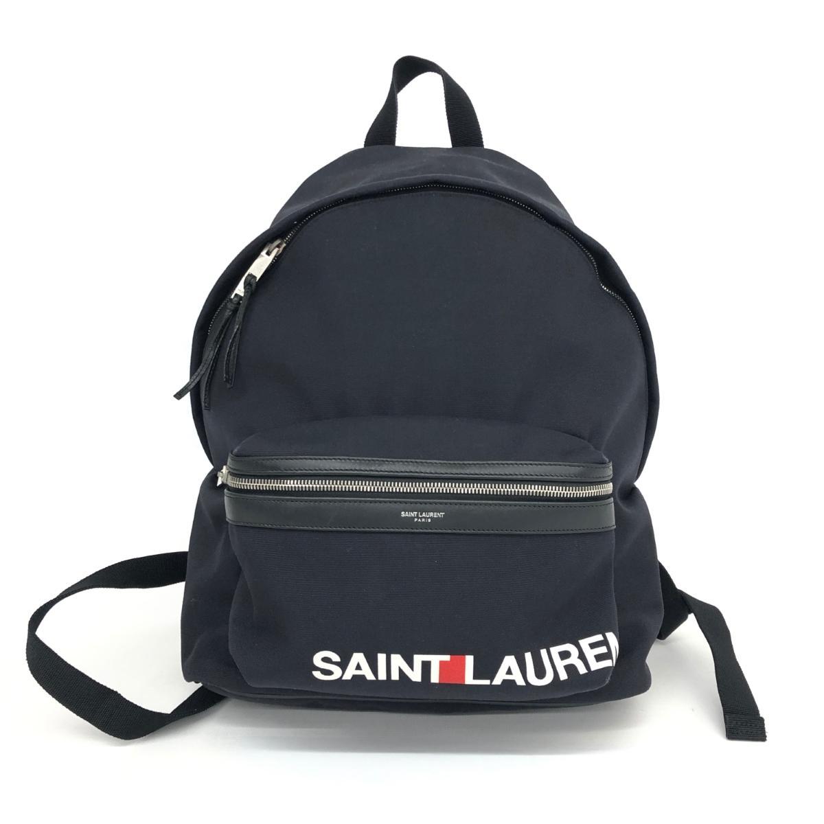 ◆SAINT LAURENT PARIS サンローランパリ リュック◆465448 ブラック ナイロンキャンバス シティ ロゴ ユニセックス バックパック bag 鞄
