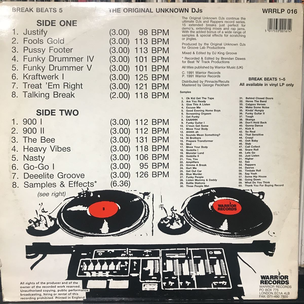 The Original Unknown DJs / Break Beats 5 UKオリジナル盤_画像2