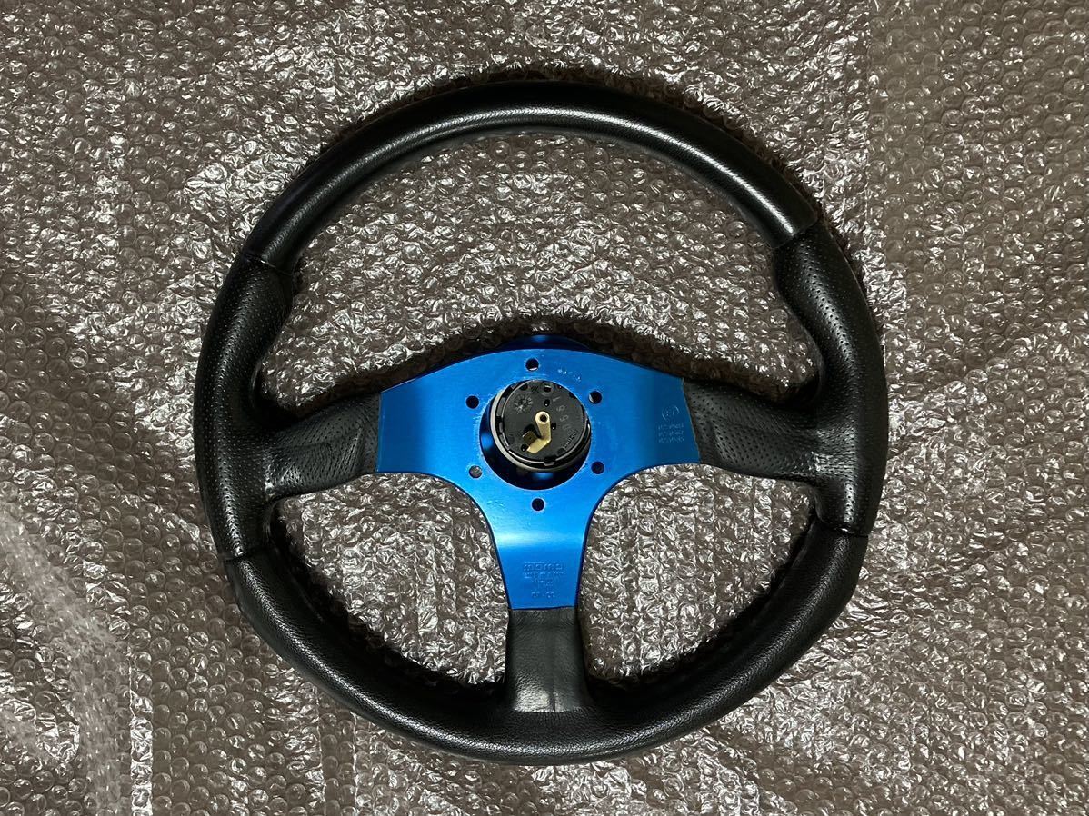 絶版 momo race TYP D35 レース メタル ブルー 35φ レザーステアリング