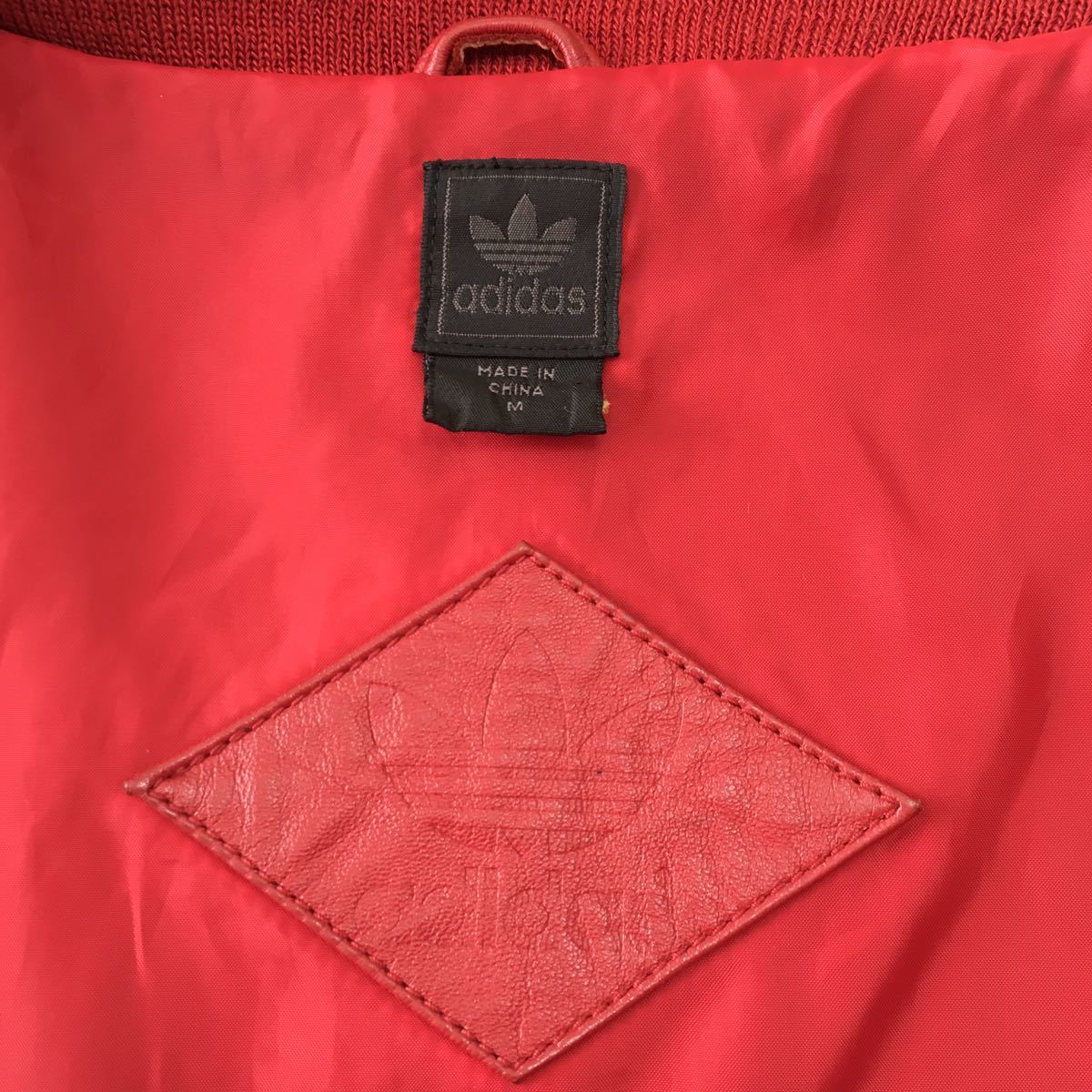 adidasアディダス☆本革レザートラックジャケットMレザージャージ