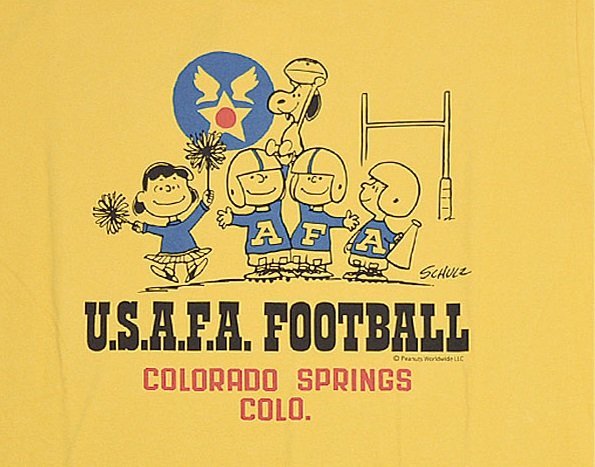 BUZZ×PEANUTS半袖Tシャツ「USAFA FOOTBALL」◆BUZZ RICKSON'S イエローXLサイズ BR79136 バズリクソンズ スヌーピー_画像2