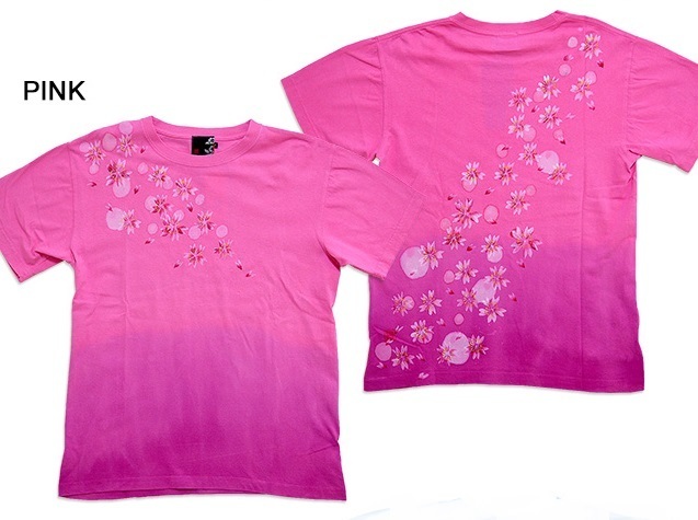 Sakura style special order .. on .. Sakura kiln dyeing gradation short sleeves T-shirt *.(..) pink M size peace pattern Japanese style Sakura Sakura hand ..