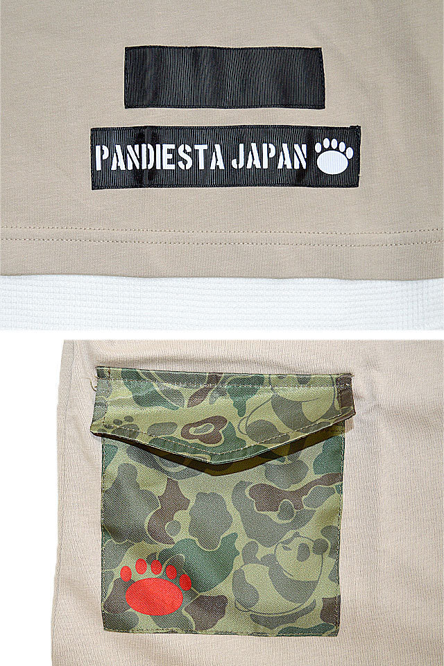 パンダカモ切替フェイクレイヤードBIGロンTee◆PANDIESTA JAPAN ベージュMサイズ 561102 パンディエスタジャパン 迷彩 カモフラージュ_画像3