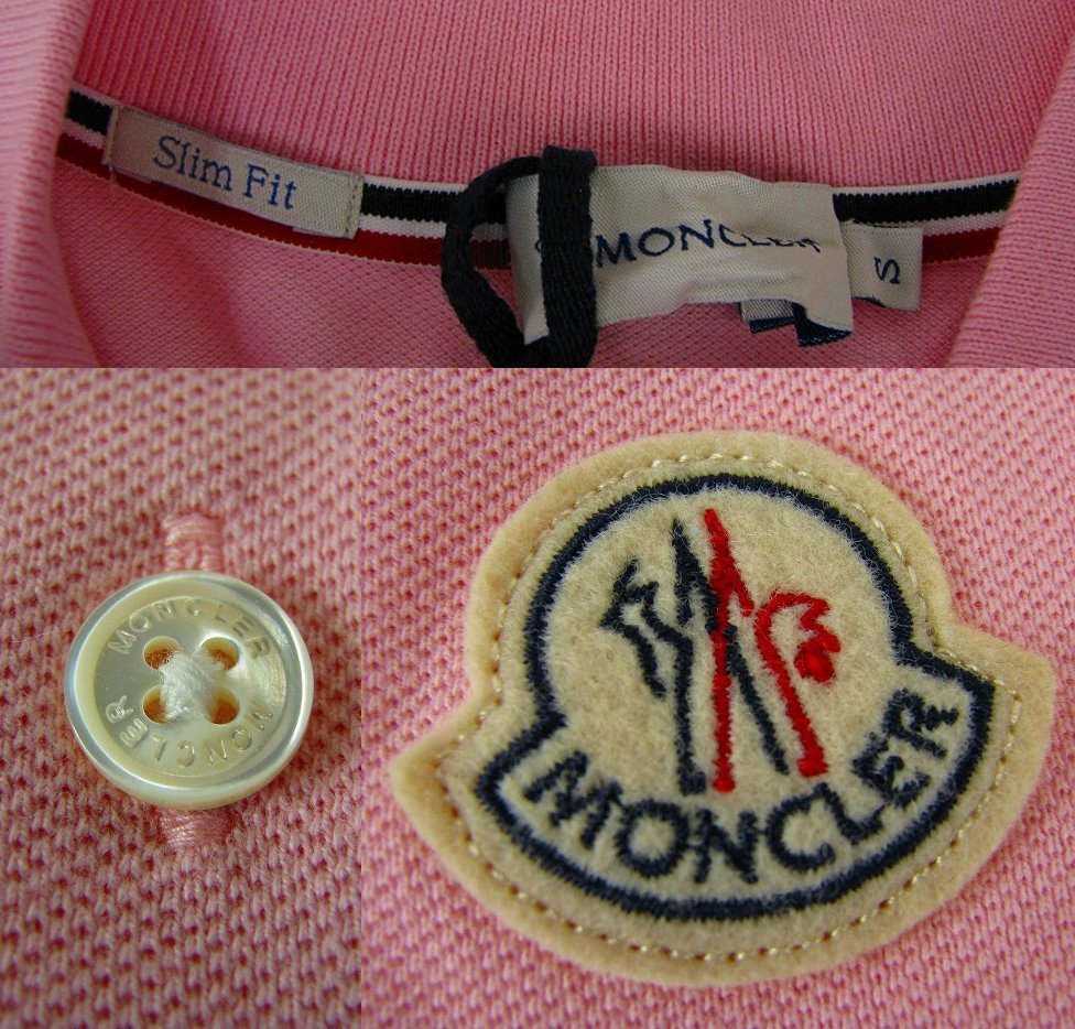 未使用 モンクレール ポロシャツ スリムフィット Sサイズ ピンク MONCLERの画像3