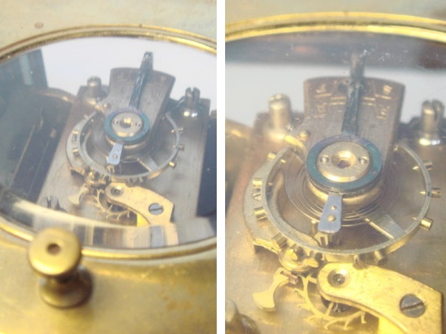 1800年後期の フランス製 リピーター付き 時打ち キャリッジクロック 機械式 手巻き 可動品_画像10
