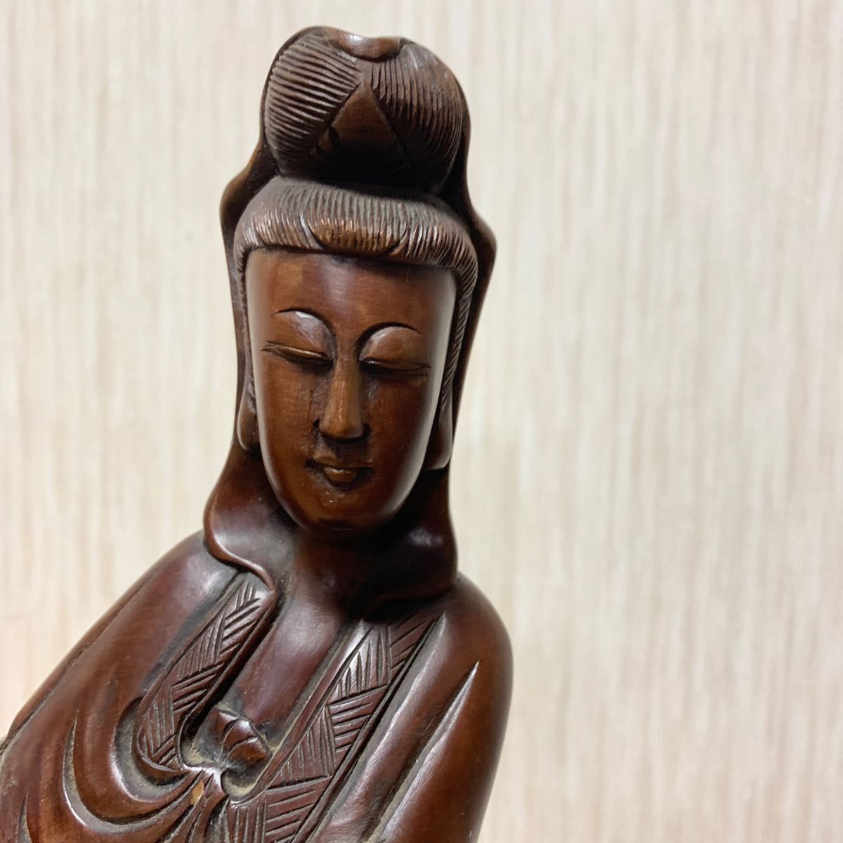 代引可】 仏像 谷口堅助作 飛騨一位一刀彫 谷口堅助作 合掌観音像 仏像