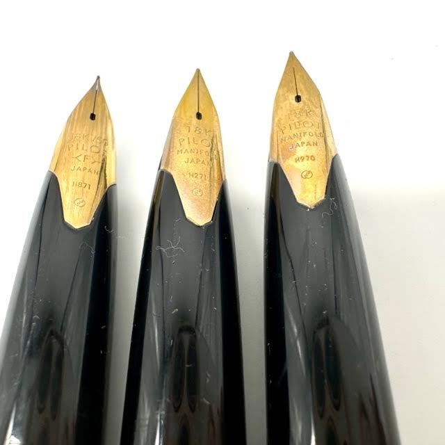 仙52【3本セット】PILOT CUSTOM 18K 750 ウッド 万年筆 パイロット カスタム 木製 木製軸 ブラウン 筆記用具 文具 現状品 の画像4