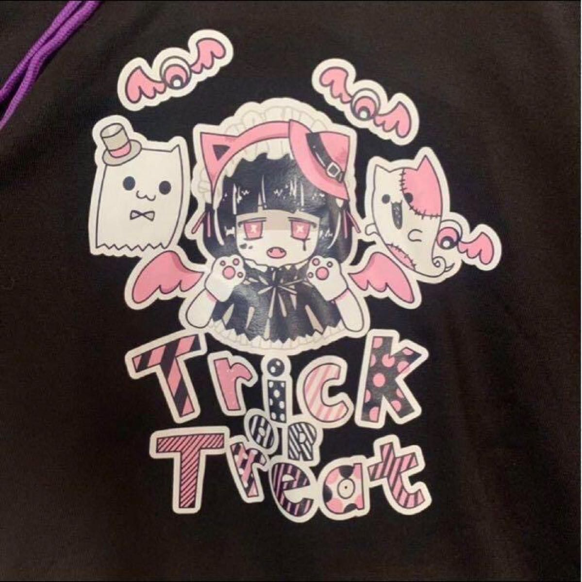 パーカー フード付き パープル ゴシック 地雷系 アニメ イラスト パーカー フード付き パープル ゴシック 地雷系 アニメ イラスト