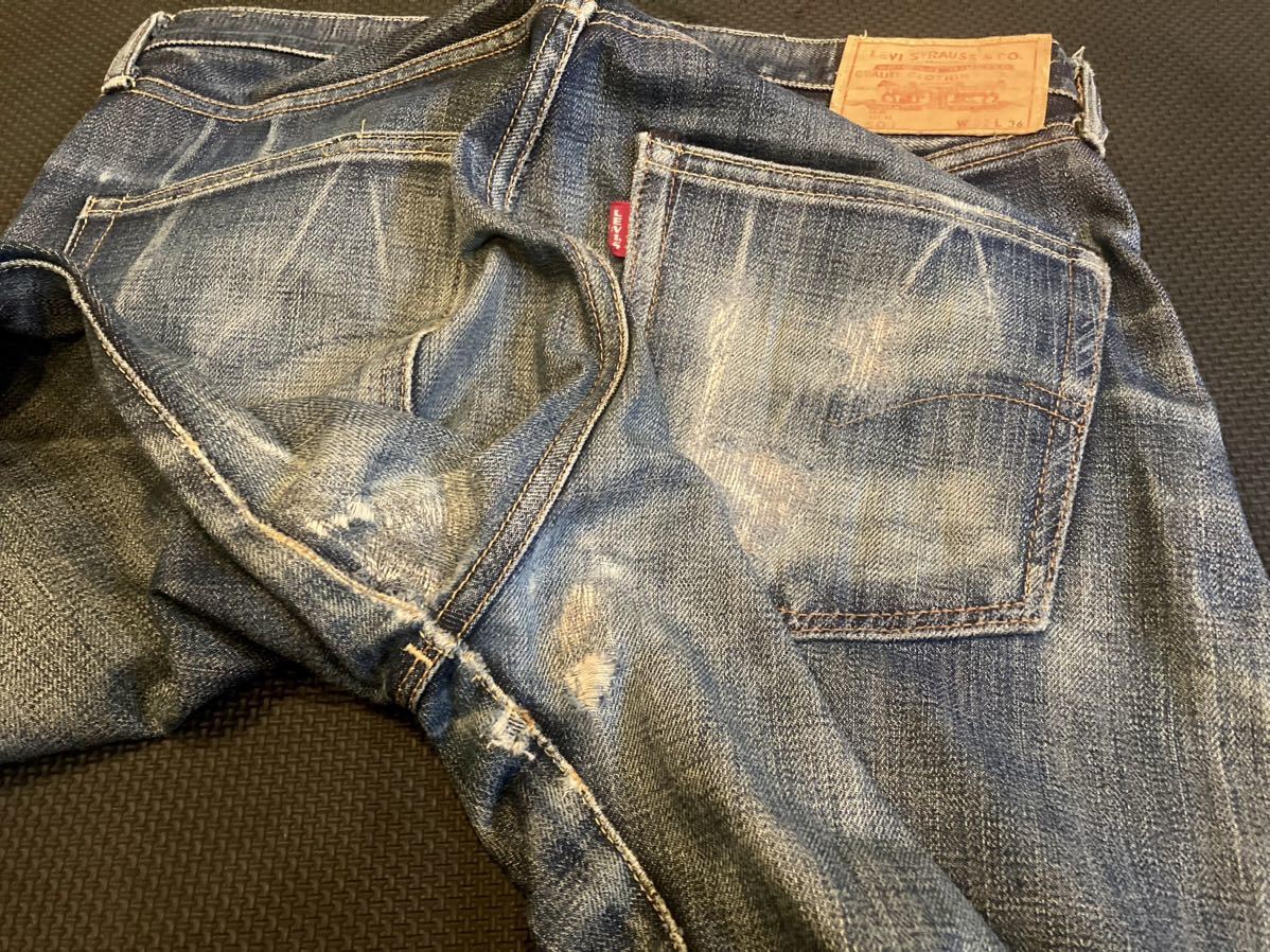 Levis 501 w32 リーバイス　ダメージジーンズ　クラッシュデニム　襤褸　リペア_画像5