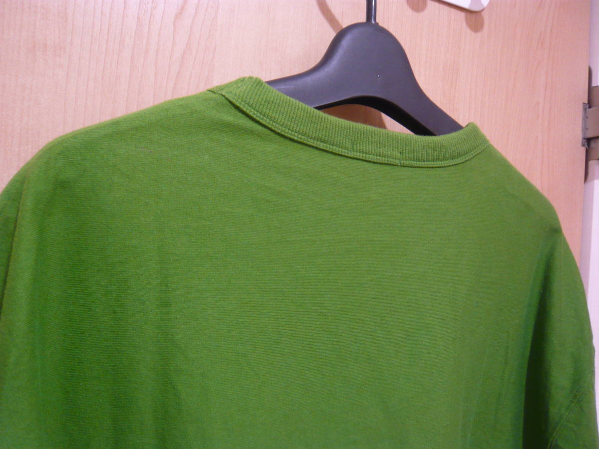 GU ジーユー トレーナースタイル クルーネック 半袖Tシャツ 半袖トレーナー グリーン メンズM 使用少 美品_画像5