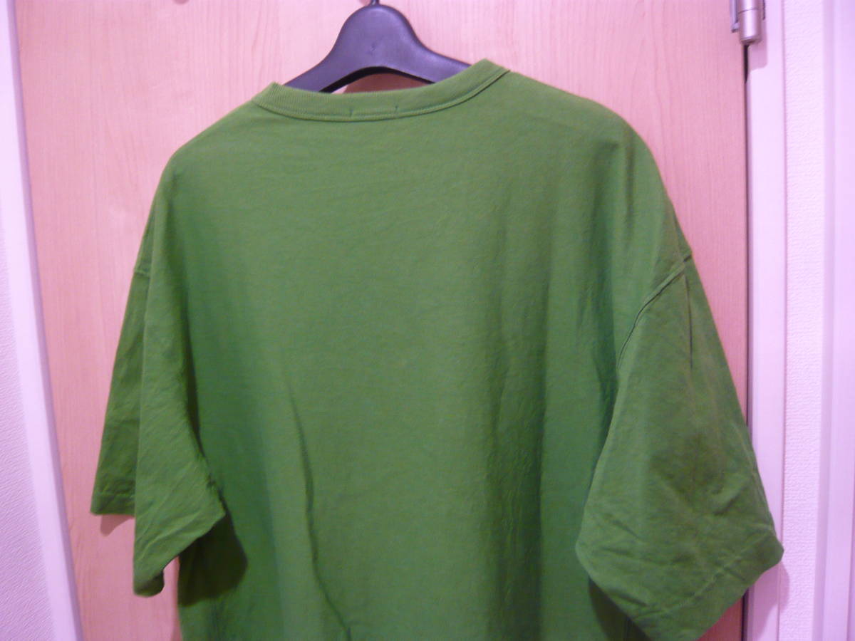 GU ジーユー トレーナースタイル クルーネック 半袖Tシャツ 半袖トレーナー グリーン メンズM 使用少 美品_画像6