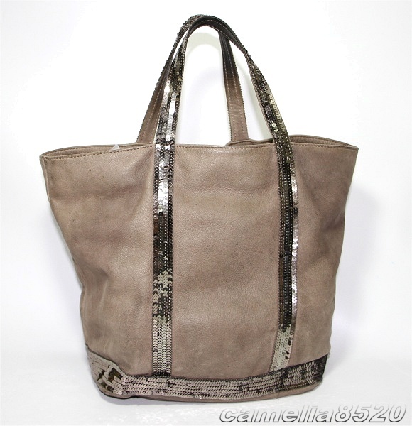  Vanessa Bruno vanessa bruno le cabas tote bag shoulder 2way taupe Brown leather × spangled Italy made used beautiful goods 