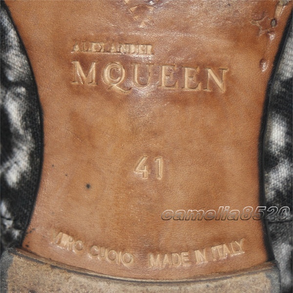 Alexander McQueen アレキサンダー マックイーン メンズシューズ 総柄プリント ブラック / グレー 41 サイズ 約25.5cm 中古 美品_画像3