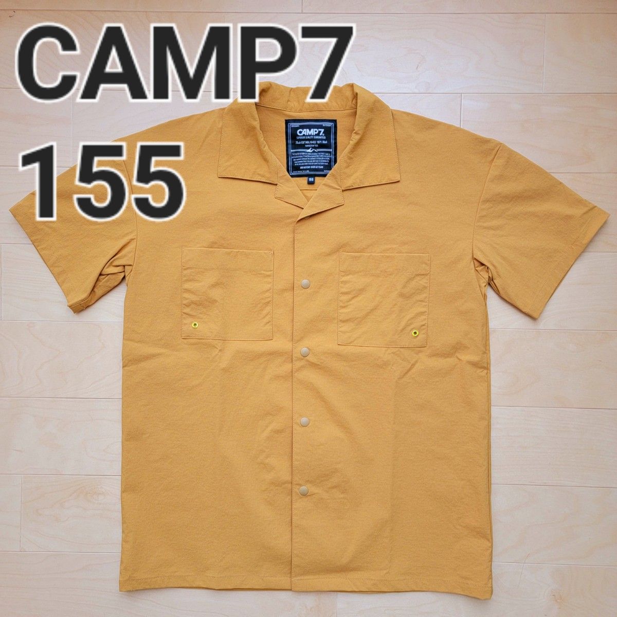 CAMP7キッズ155cmストレッチオープンカラーシャツ
