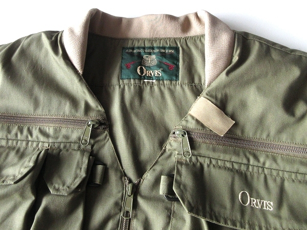  редкий состояние хороший 90s Vintage ORVIS Orbis Logo вышивка много карман рыболовный жилет L-XL соответствует хаки оливковый уличный рыбалка ..