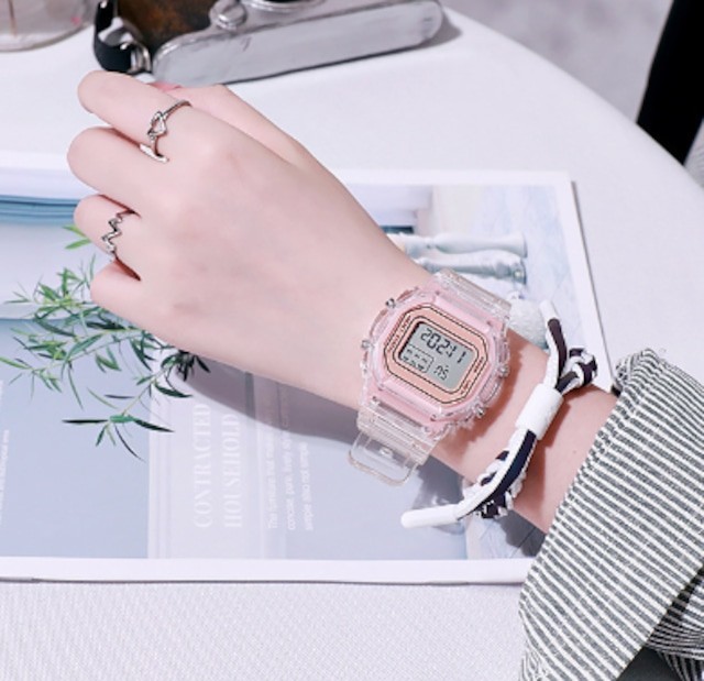 [ wristwatch ]787 new goods digital lady's man and woman use pink item 
