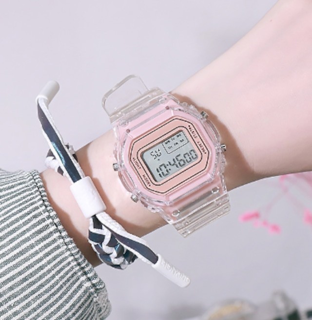 [ wristwatch ]787 new goods digital lady's man and woman use pink item 
