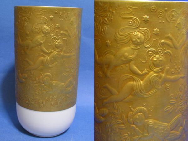☆Rosenthal ローゼンタール 25cm大花瓶 フラワーベース 金「魔笛