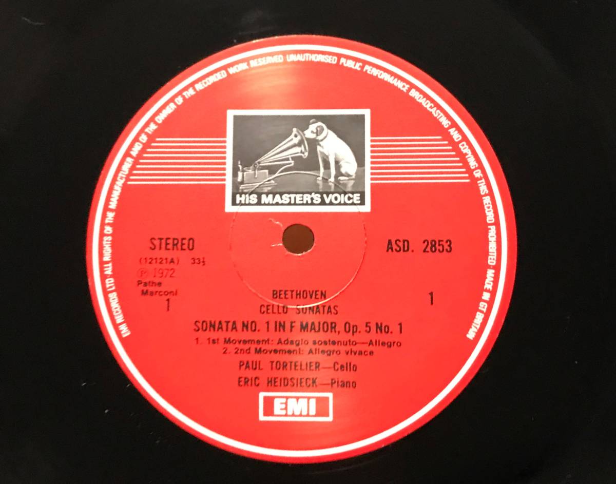  britain HMV SLS836*torutolie& hyde shek{ beige to-ven: contrabass sonata complete set of works }(2 sheets set )*[ the first . record ] Britain Press original ultra rare height sound quality 