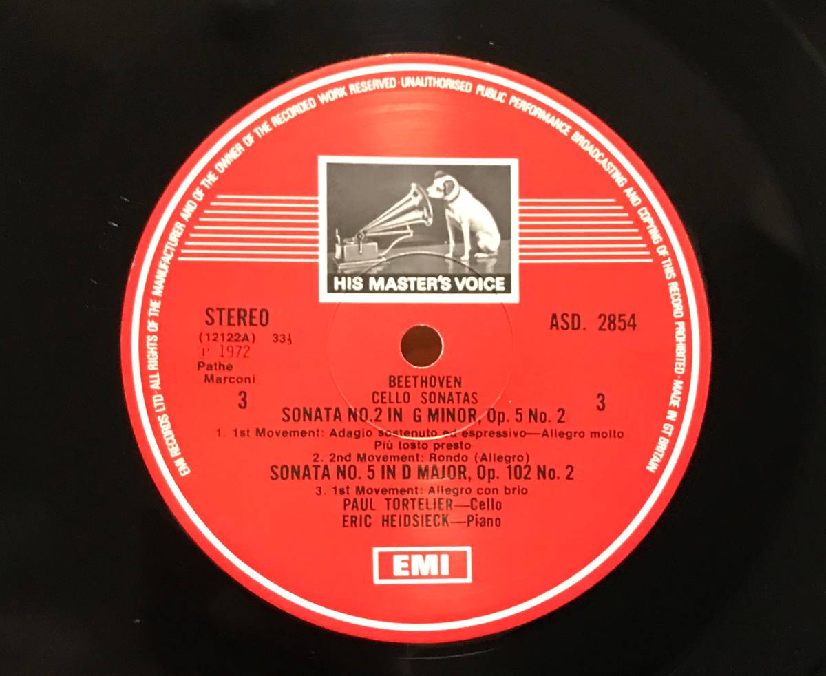  britain HMV SLS836*torutolie& hyde shek{ beige to-ven: contrabass sonata complete set of works }(2 sheets set )*[ the first . record ] Britain Press original ultra rare height sound quality 