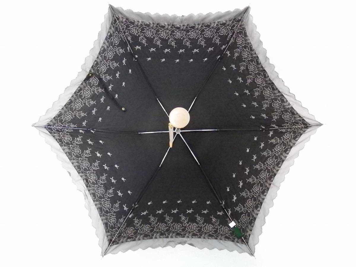 新品 ムーンバット製 ミントン MINTON 紫外線防止加工 晴雨兼用 折りたたみ日傘 ５ ブラック系の画像8