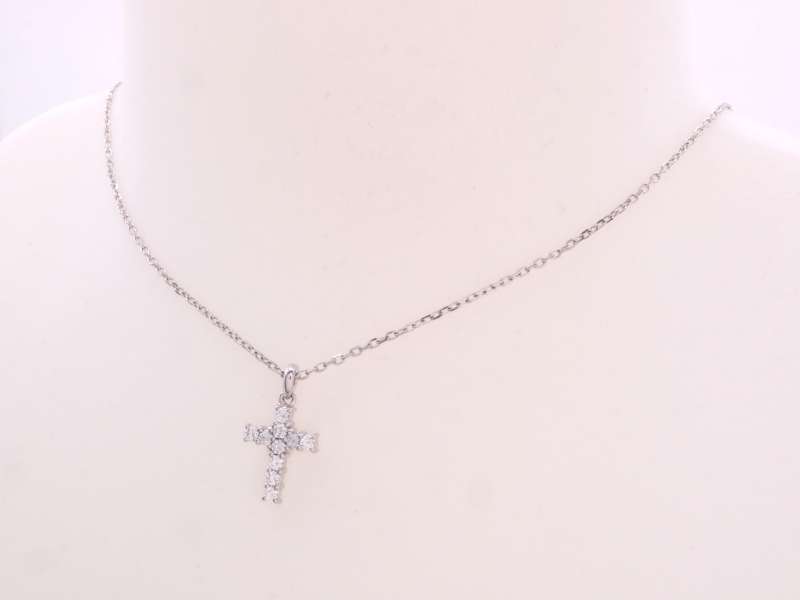 ミキモト 美品 ダイヤ 0.22ct クロス ペンダント ネックレス K18WG ホワイトゴールド_画像5