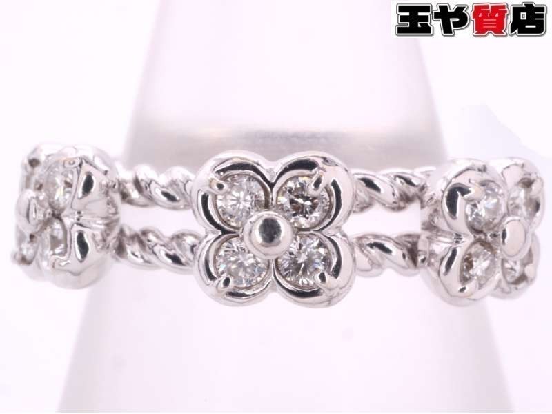 年中無休】 0.24ct ダイヤ 美品 ポンテヴェキオ フラワー ホワイト