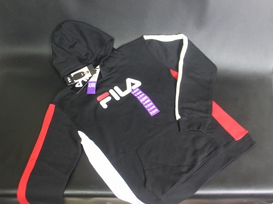 FILA filler Junior fleece Parker black size XL reverse side nappy * postage 520 jpy 