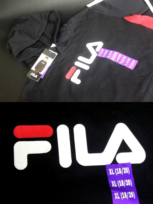 FILA filler Junior fleece Parker black size XL reverse side nappy * postage 520 jpy 