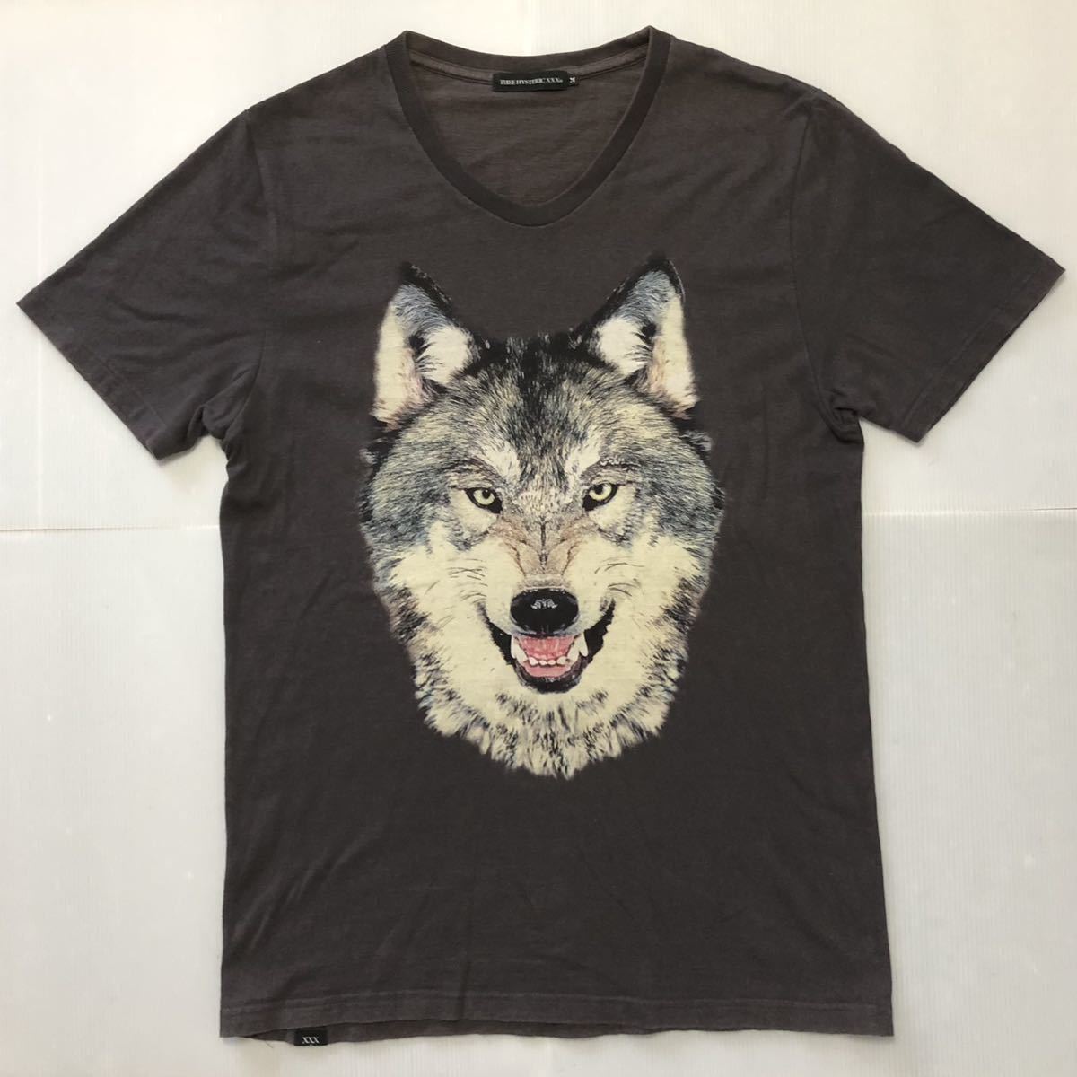 オオカミ★BIG WOLF Uネック Tシャツ M★THEE HYSTERIC XXX 狼 ウルフ 半袖 HYSTERIC GLAMOUR トップス カットソー ヒステリックグラマー