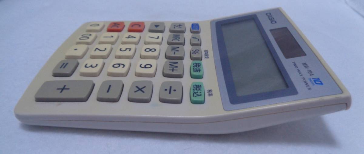 * retro *ZZZ* rare article [[ postage 370 jpy ] CASIO 10 column calculator MW-10A approximately 14cm×10cm TWO WAY POWER] present condition delivery 