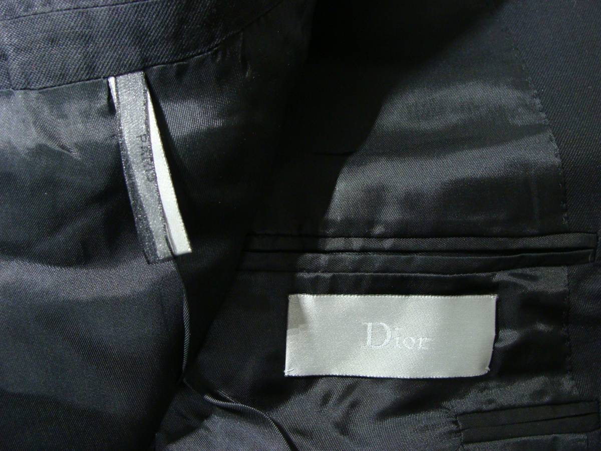 Dior Homme ディオール オム エディ 期 1つ 釦 ウール アセテート テーラード ジャケット JK 光沢 ラペル スーツ