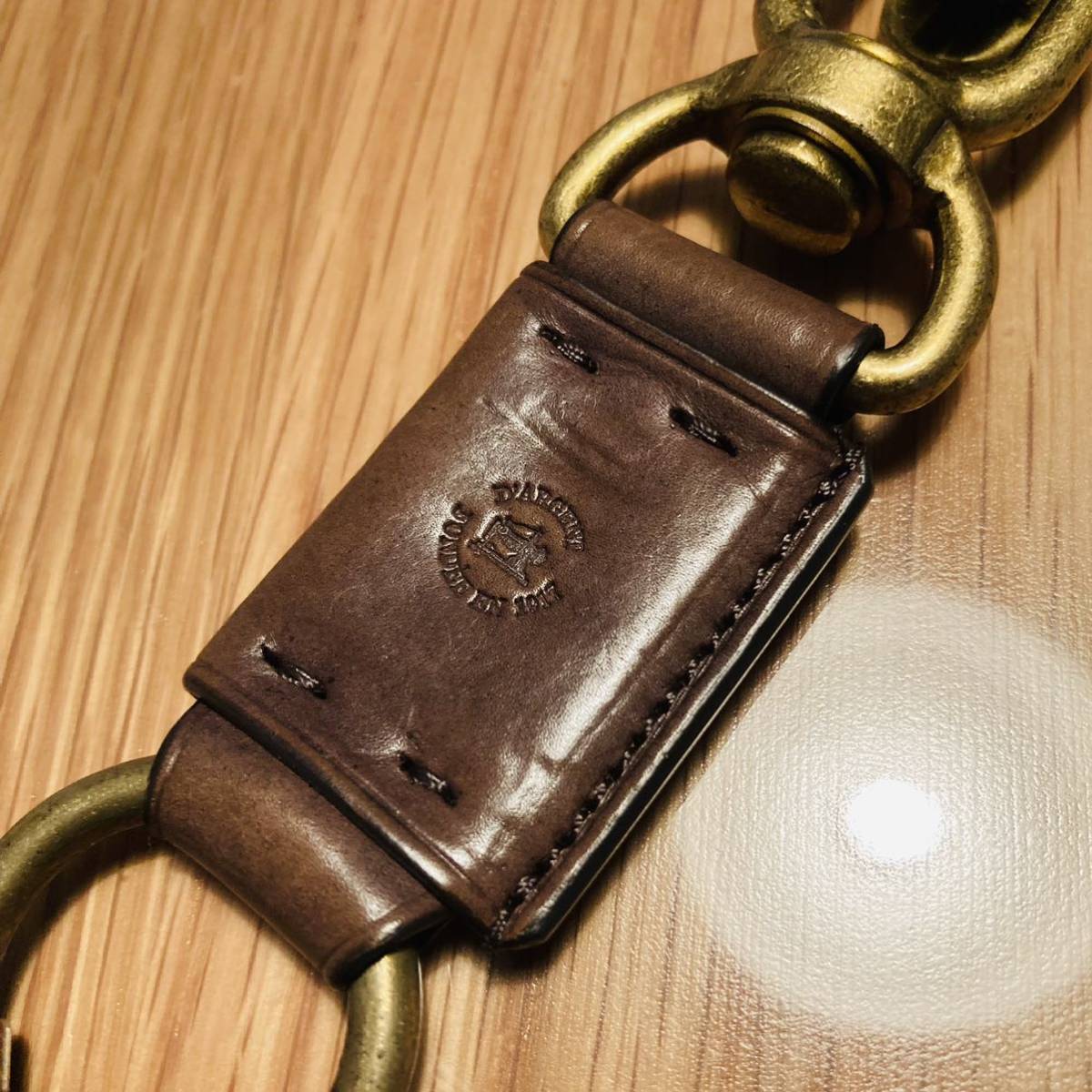 * rare thing * ficofi-koGANZO gun zo key ring key holder 3 ream Brown tea color Brown gold metal fittings GD metal fittings key case 