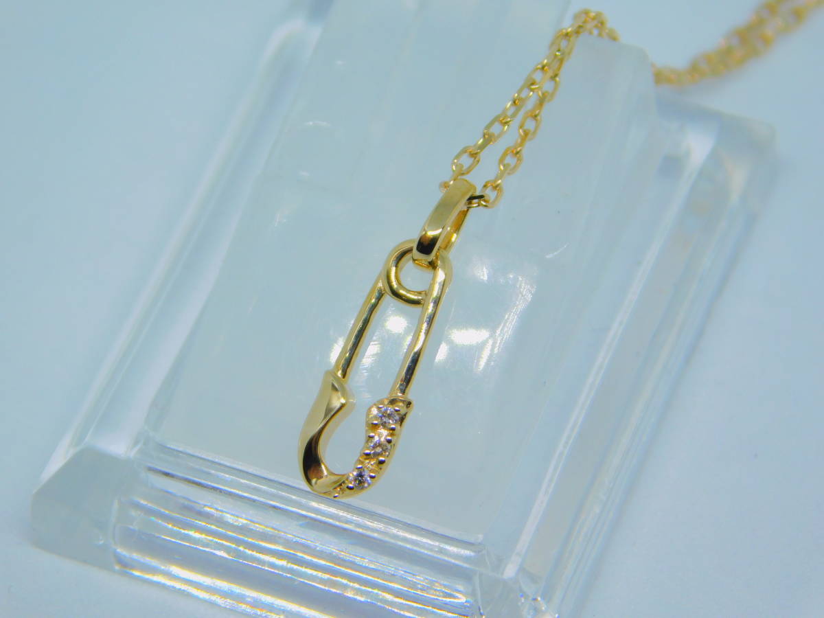 新品　ライオンハート　K10　安全ピン　ダイヤ　ネックレス　LION HEART