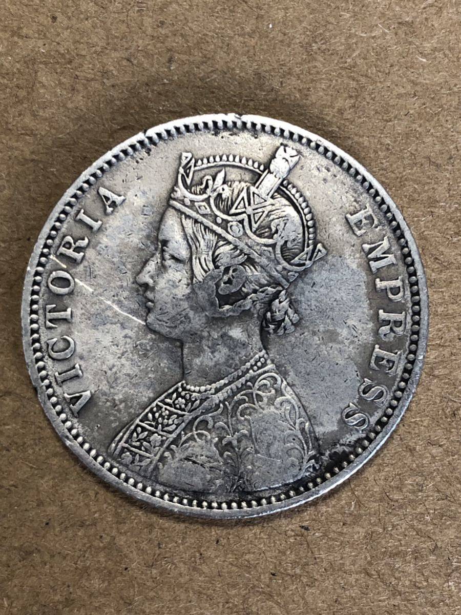 1882年イギリス領インド1ルピー硬貨。 アンティークコイン。 | www