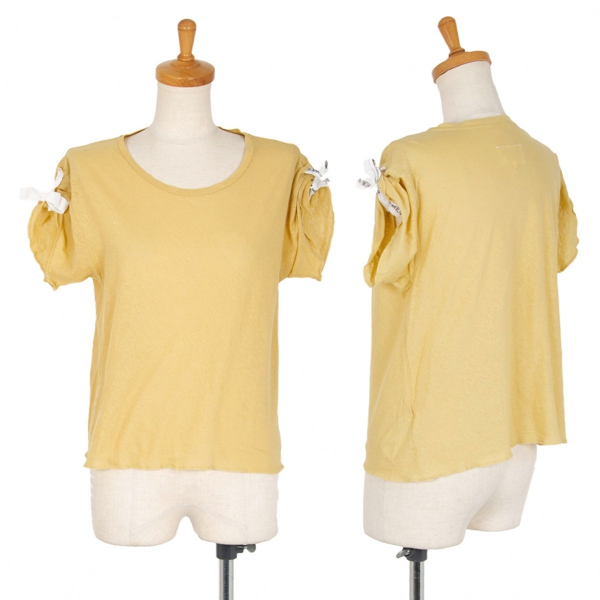 エムエム 6 メゾン マルジェラMM6 MAISON MARGIELA ショルダーリボン装飾Tシャツ 黄M