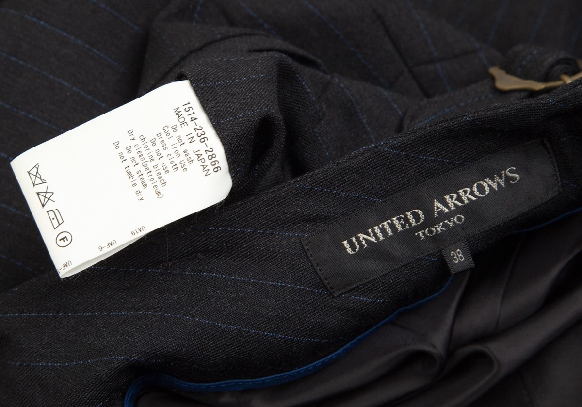 ユナイテッドアローズUNITED ARROWS ウールストレッチストライプパンツ 黒青38_画像10