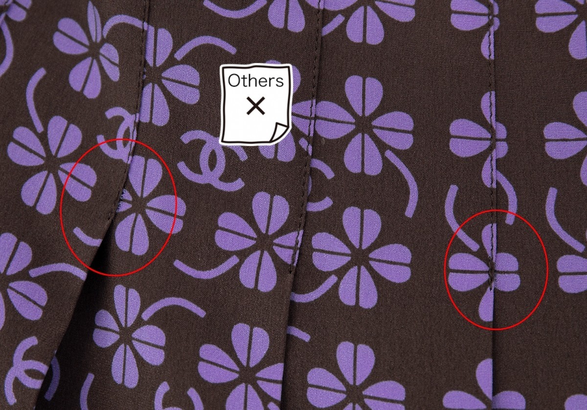  Chanel CHANEL clover принт юбка в складку фиолетовый подпалина чай S ранг 