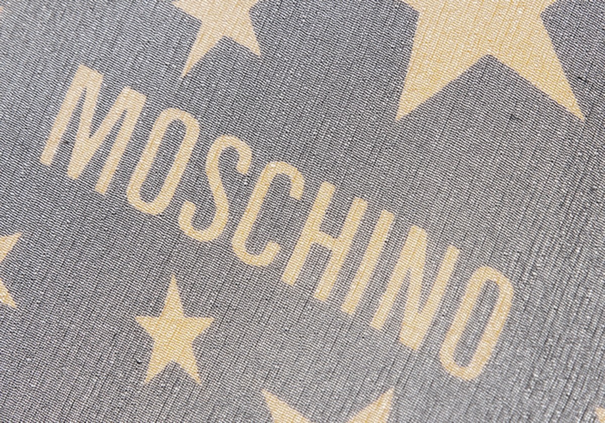 モスキーノMOSCHINO スタープリントシルクシフォンストール 黒_画像8