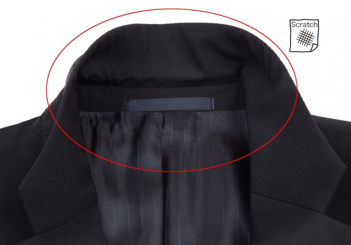アルマーニコレツィオーニARMANI COLLEZIONI ポリレーヨンノッチドラペル2Bジャケット 黒54R_襟裏に擦れがあります。
